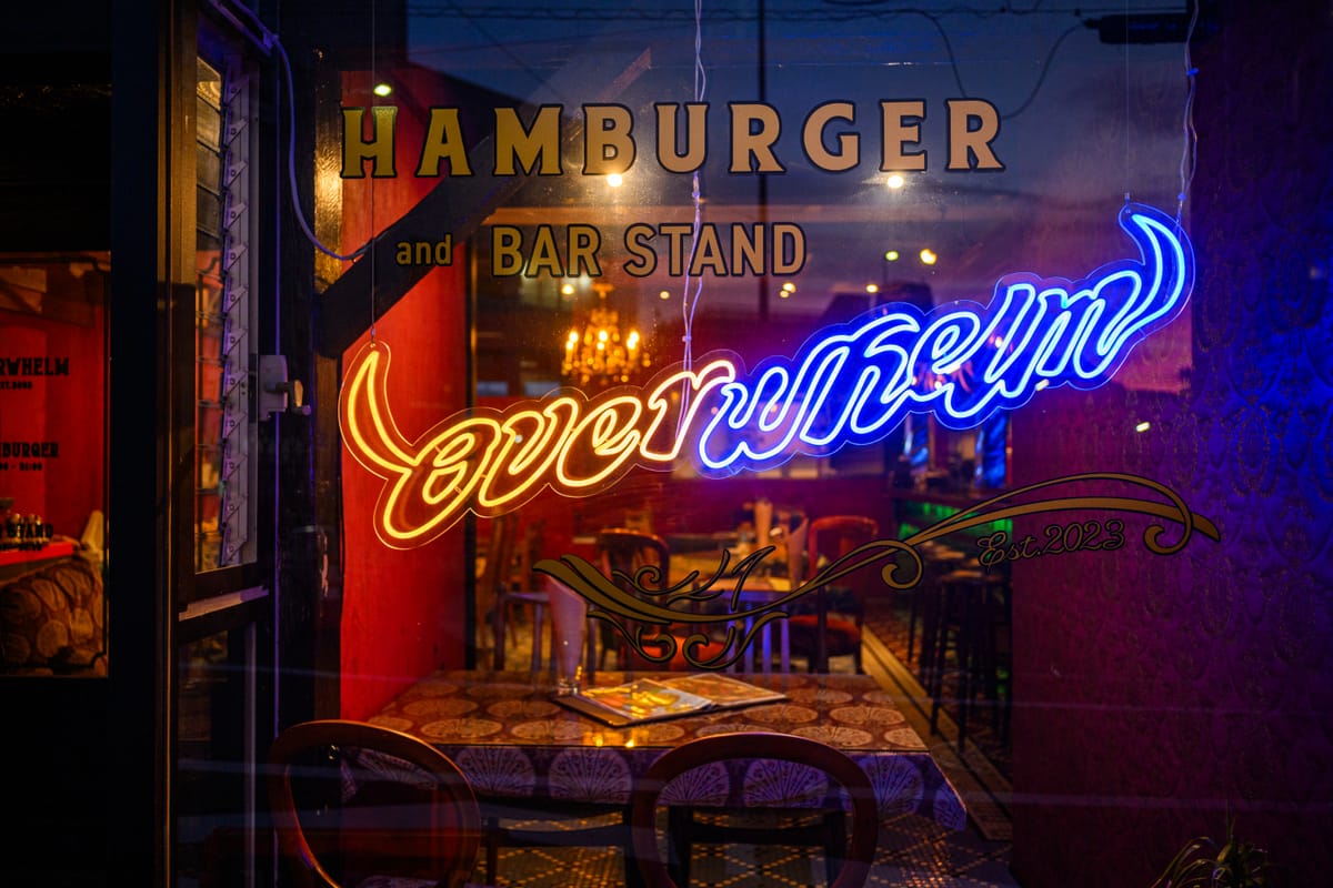 OVERWHELM HAMBURGER & BAR STAND - It's All In The Name